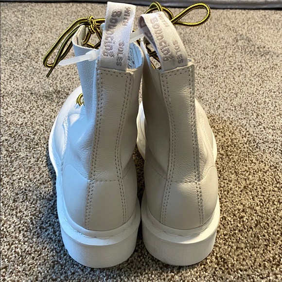 Dr. Martens White Leather Lace-Up Boots